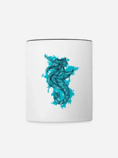 Seepferd - Tasse zweifarbig - Weiß/Schwarz