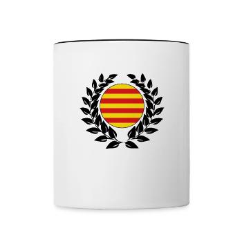 Catalonia flag banner laurel wreath - Contrasting Mug - white/black - Front