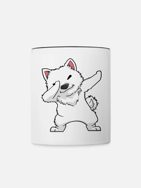 Samojede Dabbing Kawaii - Tasse zweifarbig - Weiß/Schwarz