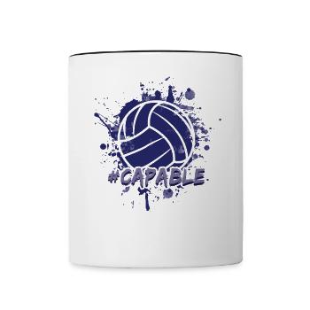 Volleyball Volleyballerin Volleyballer Geschenk - Tasse zweifarbig - Weiß/Schwarz - Vorne