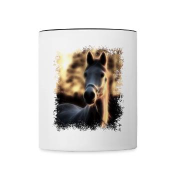 Pferd Goldener Schimmel - Tasse zweifarbig - Weiß/Schwarz - Vorne
