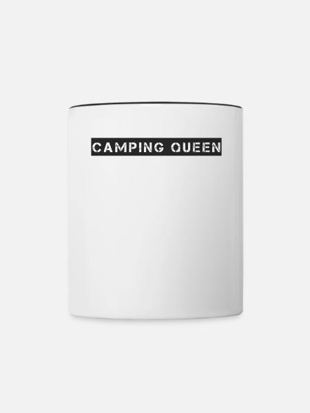 Camping - Camping Queen - Tasse zweifarbig - Weiß/Schwarz