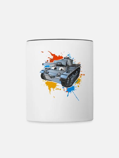 Panzer - Tasse zweifarbig - Weiß/Schwarz