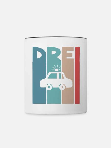3 Jahre Polizeiauto Polizei - Tasse zweifarbig - Weiß/Schwarz