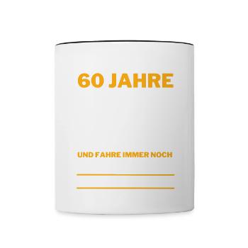60 Jahre 60. Geburtstag Fahrrad ohne Akku - Tasse zweifarbig - Weiß/Schwarz - Vorne