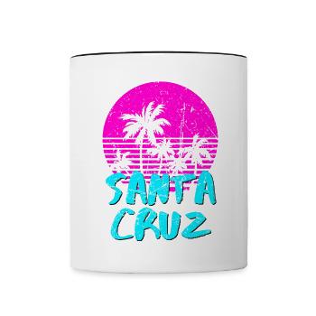 Santa Cruz California Vintage Retro Sunset - Tasse zweifarbig - Weiß/Schwarz - Vorne