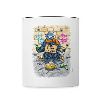 Obdachlose Taube-Lustiger Spruch, Dirty Version - Tasse zweifarbig - Weiß/Schwarz - Vorne