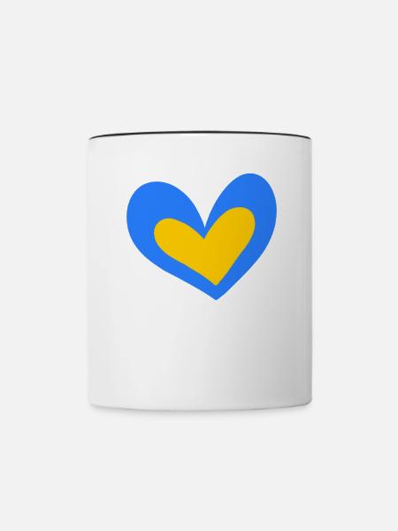 Ukraine Herz - Tasse zweifarbig - Weiß/Schwarz