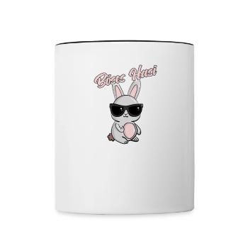 Das Coole Böse Hasi mit Sonnenbrille Böser - Tasse zweifarbig - Weiß/Schwarz - Vorne