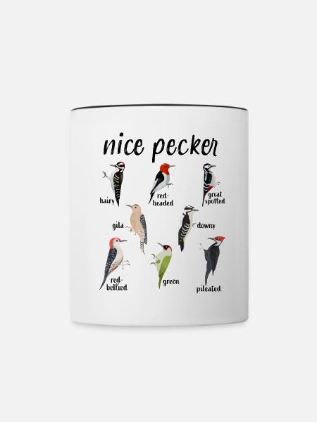 "Netter Pecker" Lustige Spechtvogelbeobachtung - Tasse zweifarbig - Weiß/Schwarz