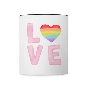 LGBTQ Gay Pride Month Rainbow Love is Love - Tasse zweifarbig - Weiß/Schwarz - Vorne