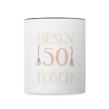 Alter Besen Flotter Feger 50 Jahre 50. Geburtstag - Tasse zweifarbig - Weiß/Schwarz - Vorne