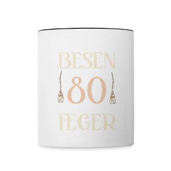 Alter Besen Flotter Feger 80 Jahre 80. Geburtstag - Tasse zweifarbig - Weiß/Schwarz - Vorne