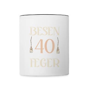 Alter Besen Flotter Feger 40 Jahre 40. Geburtstag - Tasse zweifarbig - Weiß/Schwarz - Vorne