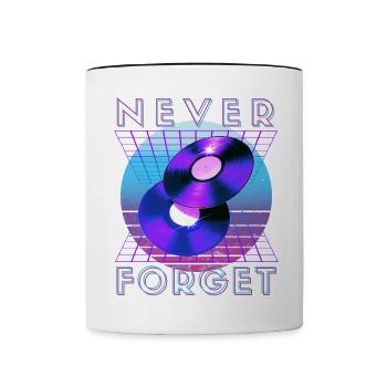 Never Forget Retro 80s 90s Nostalgia - Contrasting Mug - white/black - Front
