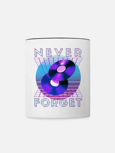 Never Forget Retro 80er 90er Nostalgie - Tasse zweifarbig - Weiß/Schwarz