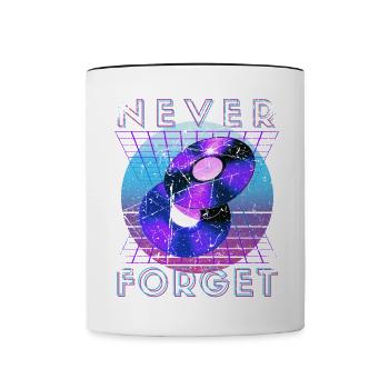 Never Forget Retro 80er 90er Nostalgie - Tasse zweifarbig - Weiß/Schwarz - Vorne