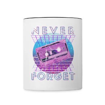 Never Forget Retro 80er 90er Nostalgie - Tasse zweifarbig - Weiß/Schwarz - Vorne