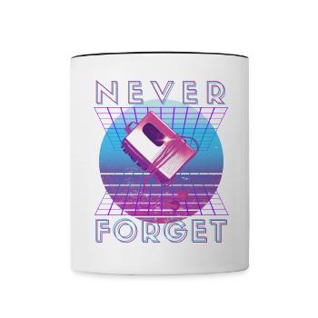 Never Forget Retro 80er 90er Nostalgie - Tasse zweifarbig - Weiß/Schwarz - Vorne
