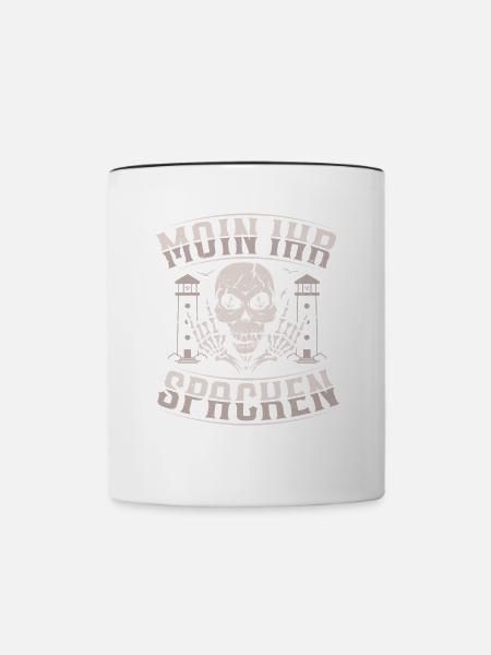 Moin ihr Spacken - Digga Spruch Meer Norddeutsch - Tasse zweifarbig - Weiß/Schwarz