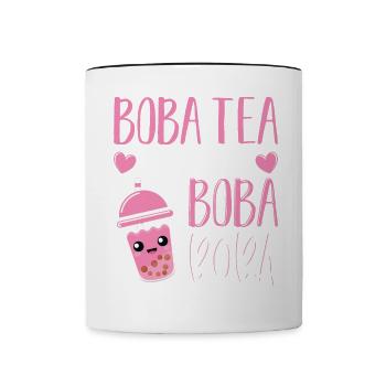 Powered By Tea Bubble Milk Tea Lovers Gift Idea - Contrasting Mug - white/black - Front