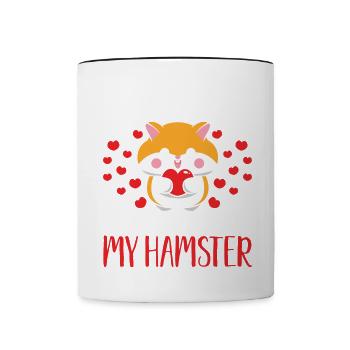Mon mignon hamster amoureux des animaux de compagnie Hamster Love - Mug contrasté - blanc/noir - Devant