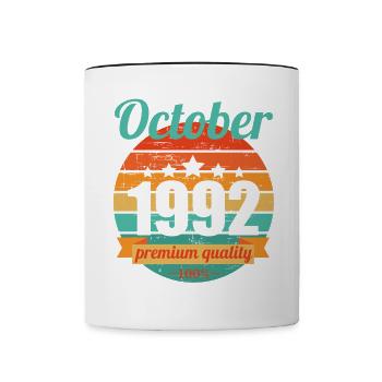 Born October 1992 30 years 30s 30th birthday - Contrasting Mug - white/black - Front
