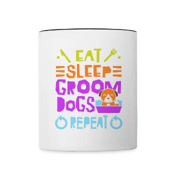 Eat sleep, care for dogs, - Contrasting Mug - white/black - Front