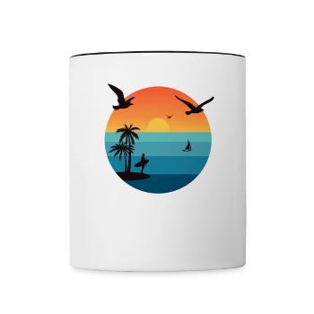Chemise d’été d’été Femmes Hommes - Mug contrasté - blanc/noir - Devant