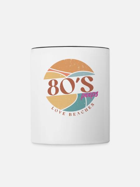 80er - Tasse zweifarbig - Weiß/Schwarz