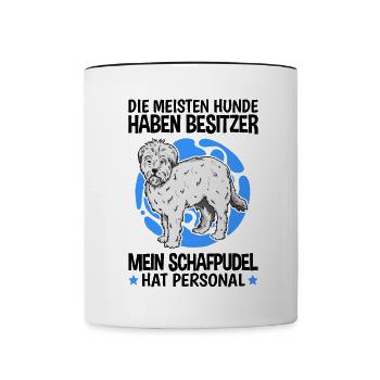 Schafpudel hat Personal zotthaariger Hütepudel - Tasse zweifarbig - Weiß/Schwarz - Vorne