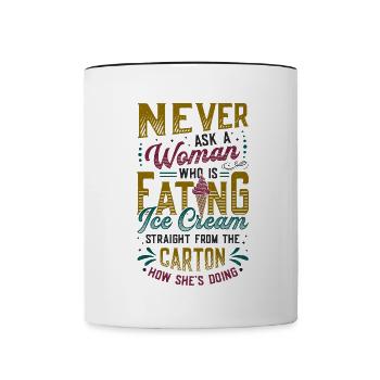 Traurige Frauen Herzschmerz Liebeskummer Eiscreme - Tasse zweifarbig - Weiß/Schwarz - Vorne