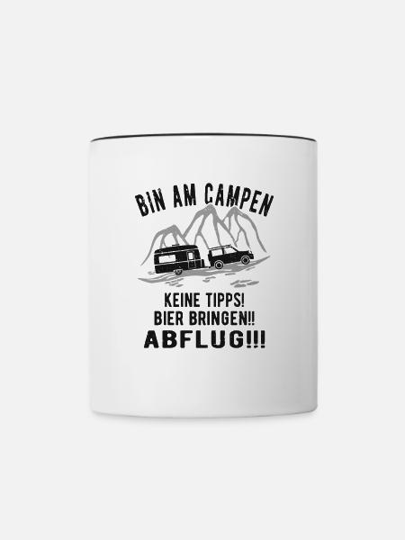 Lustiges Wohnwagen Campen - Tasse zweifarbig - Weiß/Schwarz