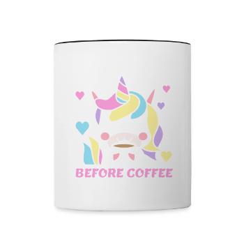 No talkie before drinking coffee Mrs. Unicorn - Contrasting Mug - white/black - Front