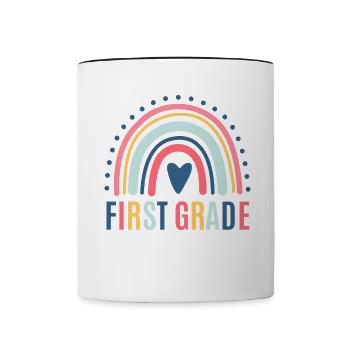 First grade teachers back to school - Contrasting Mug - white/black - Front