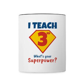 J’enseigne à des tiers quel est votre superpouvoir - Mug contrasté - blanc/noir - Devant