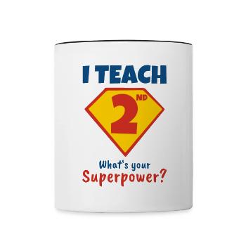 J’enseigne en second ce qu’est votre superpouvoir - Mug contrasté - blanc/noir - Devant