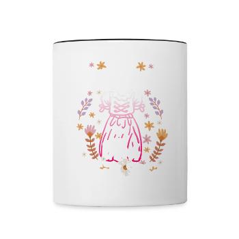 Damen Trachtenoutfit Mei Dirndl hod frei Volksfest - Tasse zweifarbig - Weiß/Schwarz - Vorne