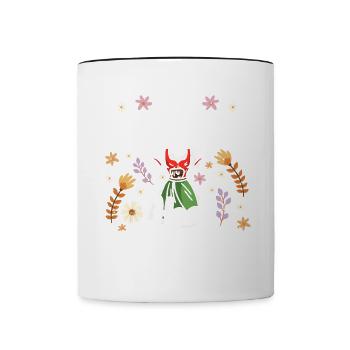 Damen Trachtenoutfit Mei Dirndl hod frei Volksfest - Tasse zweifarbig - Weiß/Schwarz - Vorne