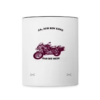 Motorrad Motorradfahrerin Biker Feuerstuhl Bike - Tasse zweifarbig - Weiß/Schwarz - Vorne