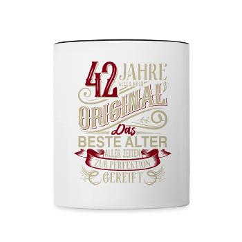 42. Geburtstag Vintage Retro - Tasse zweifarbig - Weiß/Schwarz - Vorne