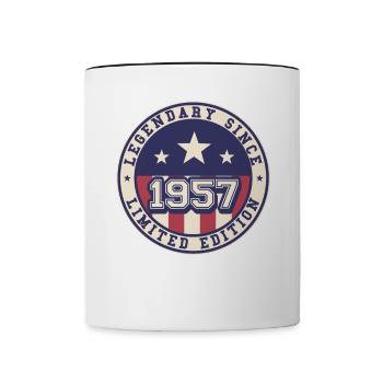 Legendary Since 1957 65. Geburtstag - Tasse zweifarbig - Weiß/Schwarz - Vorne
