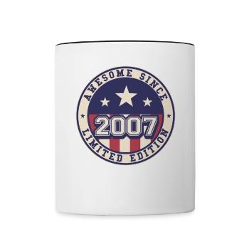 Awesome Since 2007 15th Birthday - Contrasting Mug - white/black - Front