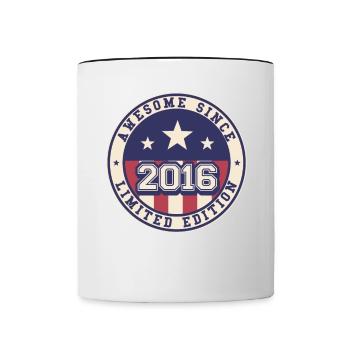 Awesome Since 2016 6. Geburtstag - Tasse zweifarbig - Weiß/Schwarz - Vorne