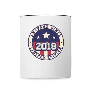 Awesome Since 2018 4. Geburtstag - Tasse zweifarbig - Weiß/Schwarz - Vorne