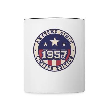Awesome Since 1957 65th birthday - Contrasting Mug - white/black - Front