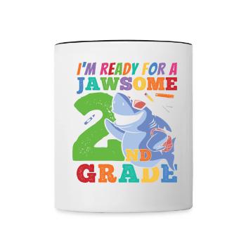 Second Grader Awesome Back to School Gift Idea - Contrasting Mug - white/black - Front