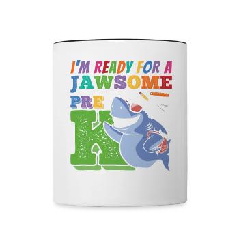 Happy First Day School Pre K Awesome Gift - Contrasting Mug - white/black - Front