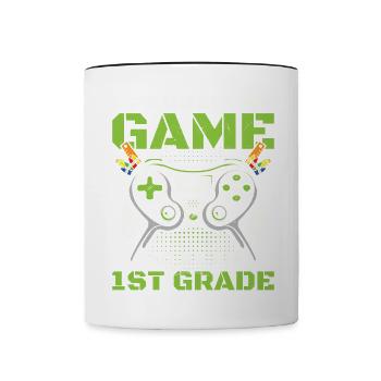 First Grader Awesome Back To School Gamer Lovers - Contrasting Mug - white/black - Front