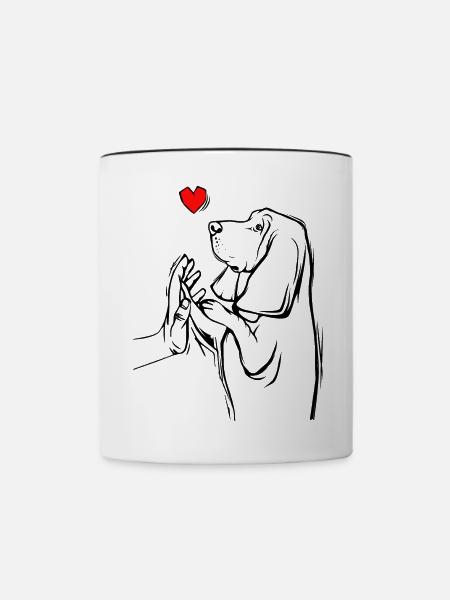 Basset Hound - Tasse zweifarbig - Weiß/Schwarz